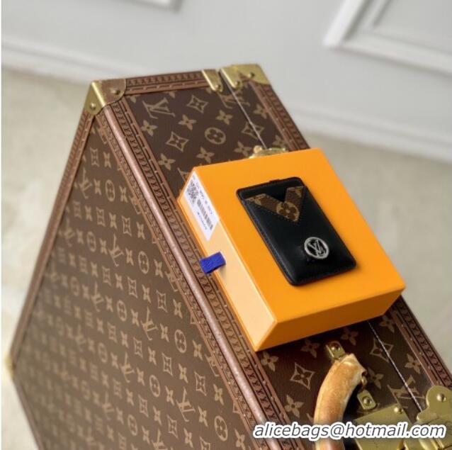 Fashion Discount Louis Vuitton Magnetic Card Holder in Black Calfskin leather M25864 2026