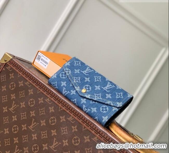 Pretty Style Louis Vuitton Sarah Wallet in Monogram Denim M28280 Blue 2026