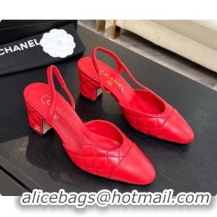 Hot Style Chanel Quilted Lambskin Slingbacks 6.5cm Heel G31318 Red 2026