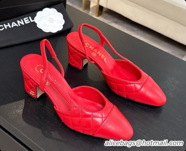 Hot Style Chanel Quilted Lambskin Slingbacks 6.5cm Heel G31318 Red 2026