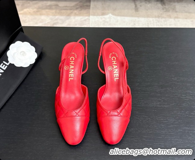 Hot Style Chanel Quilted Lambskin Slingbacks 6.5cm Heel G31318 Red 2026
