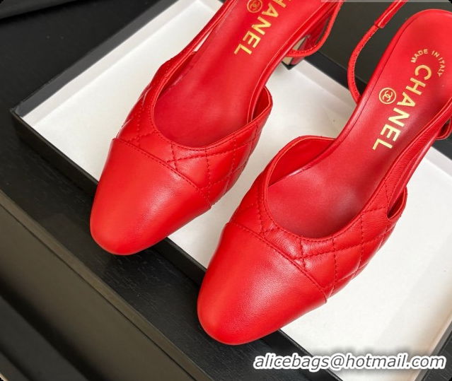 Hot Style Chanel Quilted Lambskin Slingbacks 6.5cm Heel G31318 Red 2026