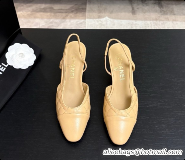 Popular Style Chanel Quilted Lambskin Slingbacks 6.5cm Heel G31318 Beige 2026