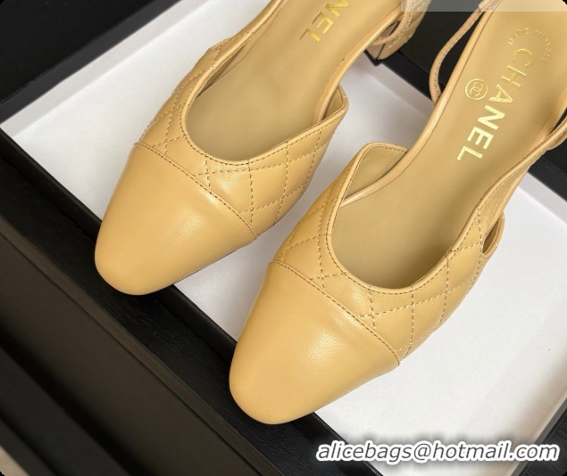 Popular Style Chanel Quilted Lambskin Slingbacks 6.5cm Heel G31318 Beige 2026