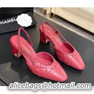 Grade Chanel Quilted Lambskin Slingbacks 6.5cm Heel G31318 Burgundy 2026