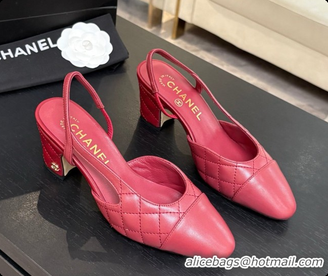 Grade Chanel Quilted Lambskin Slingbacks 6.5cm Heel G31318 Burgundy 2026