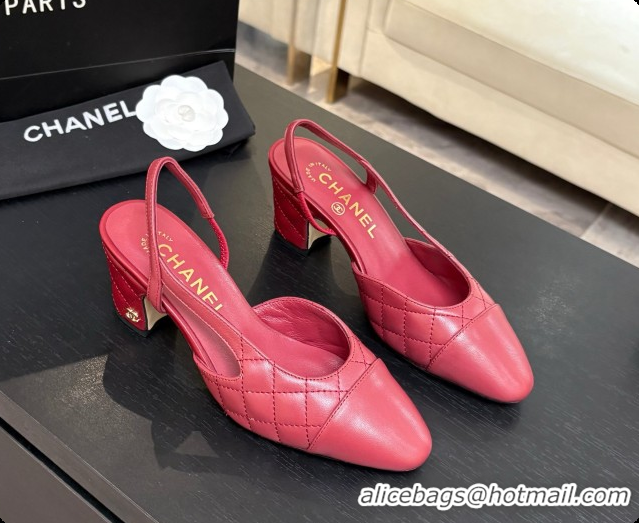 Grade Chanel Quilted Lambskin Slingbacks 6.5cm Heel G31318 Burgundy 2026