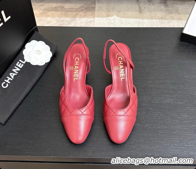 Grade Chanel Quilted Lambskin Slingbacks 6.5cm Heel G31318 Burgundy 2026