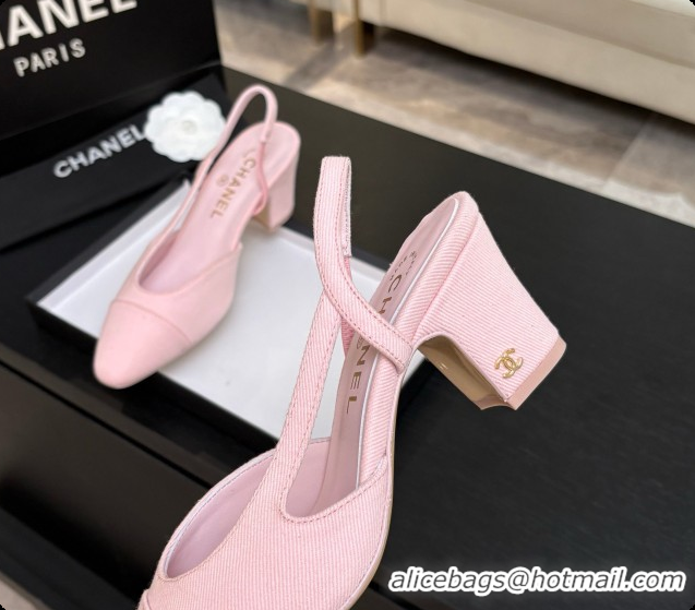 Cheap Chanel Fabric Slingbacks 6.5cm Heel G31318 Pink 2026