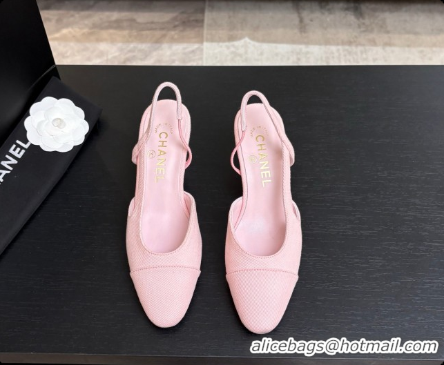 Cheap Chanel Fabric Slingbacks 6.5cm Heel G31318 Pink 2026