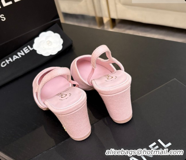 Cheap Chanel Fabric Slingbacks 6.5cm Heel G31318 Pink 2026