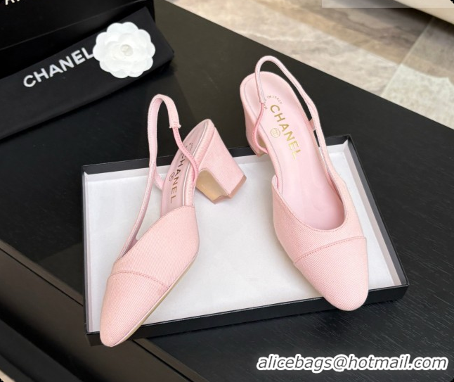 Cheap Chanel Fabric Slingbacks 6.5cm Heel G31318 Pink 2026
