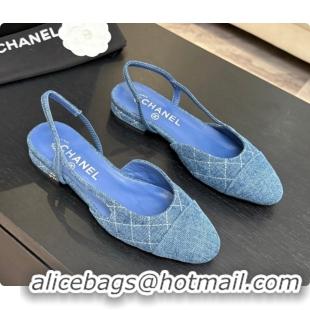 Stylish Chanel Denim Flat Slingbacks G31319 CH081609 Blue 02 2026