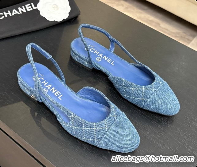 Stylish Chanel Denim Flat Slingbacks G31319 CH081609 Blue 02 2026