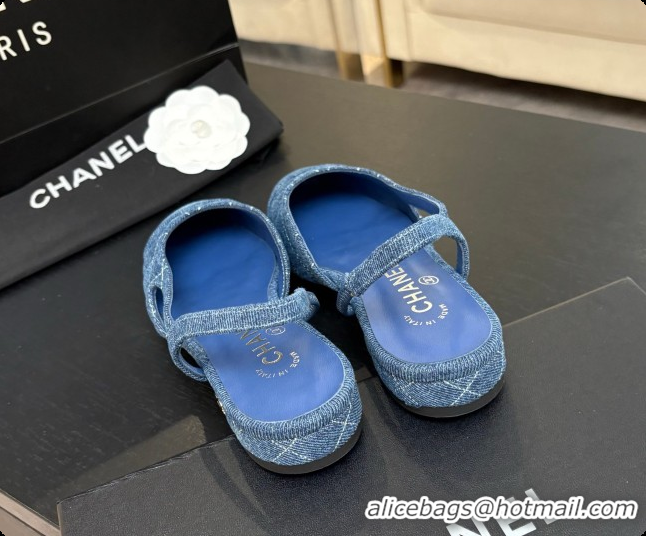 Stylish Chanel Denim Flat Slingbacks G31319 CH081609 Blue 02 2026