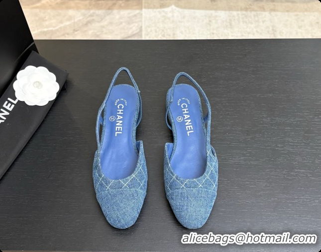 Stylish Chanel Denim Flat Slingbacks G31319 CH081609 Blue 02 2026