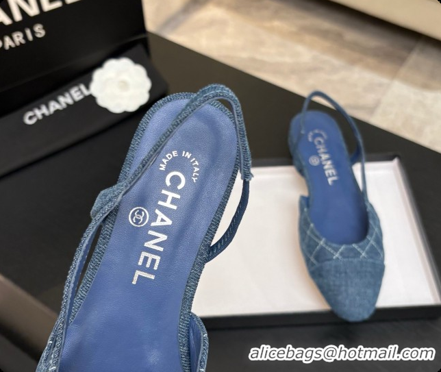 Stylish Chanel Denim Flat Slingbacks G31319 CH081609 Blue 02 2026