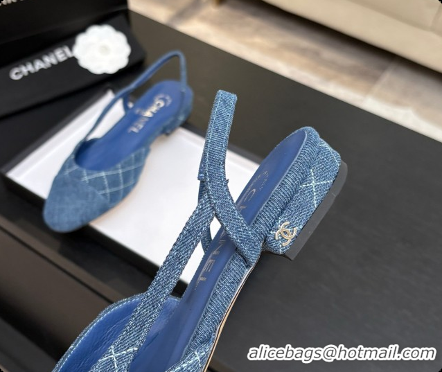 Stylish Chanel Denim Flat Slingbacks G31319 CH081609 Blue 02 2026