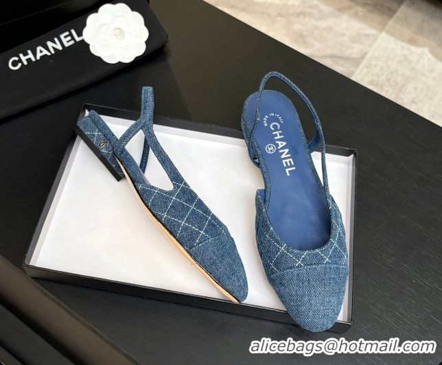 Stylish Chanel Denim Flat Slingbacks G31319 CH081609 Blue 02 2026