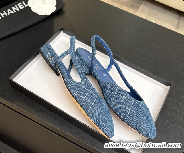 Stylish Chanel Denim Flat Slingbacks G31319 CH081609 Blue 02 2026
