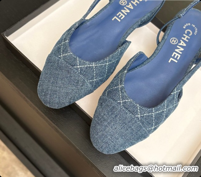 Stylish Chanel Denim Flat Slingbacks G31319 CH081609 Blue 02 2026