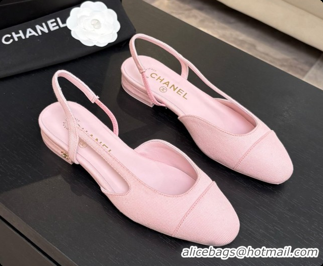 Luxurious Chanel Fabric Flat Slingbacks G31319 CH081610 Pink 2026