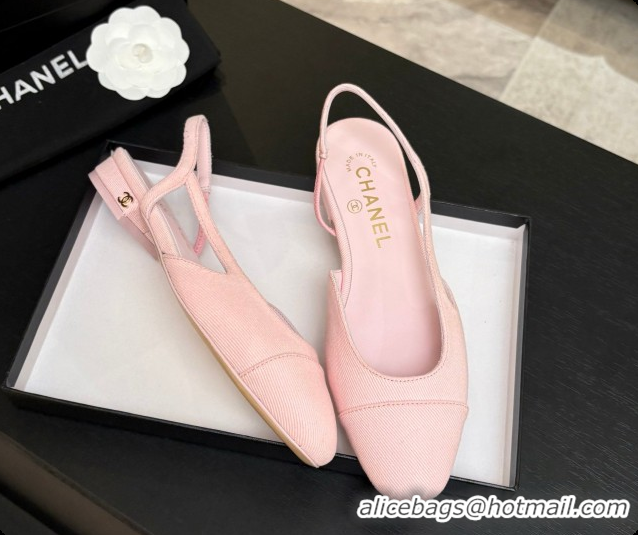 Luxurious Chanel Fabric Flat Slingbacks G31319 CH081610 Pink 2026