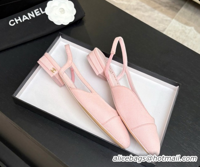 Luxurious Chanel Fabric Flat Slingbacks G31319 CH081610 Pink 2026