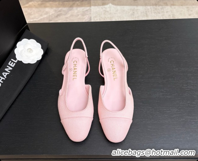 Luxurious Chanel Fabric Flat Slingbacks G31319 CH081610 Pink 2026