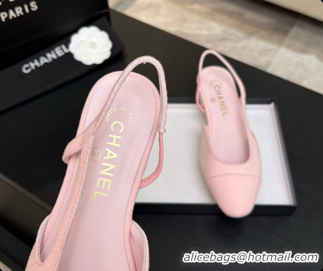 Luxurious Chanel Fabric Flat Slingbacks G31319 CH081610 Pink 2026