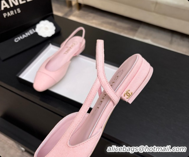 Luxurious Chanel Fabric Flat Slingbacks G31319 CH081610 Pink 2026