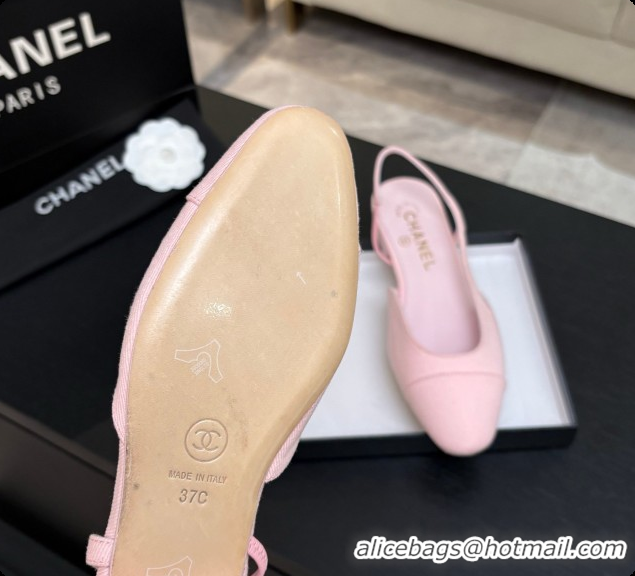 Luxurious Chanel Fabric Flat Slingbacks G31319 CH081610 Pink 2026