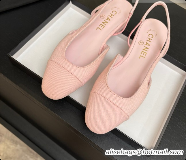 Luxurious Chanel Fabric Flat Slingbacks G31319 CH081610 Pink 2026