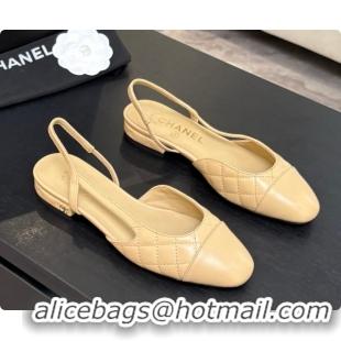 Unique Style Chanel Lambskin Flat Slingbacks G31319 CH081611 Beige 2026