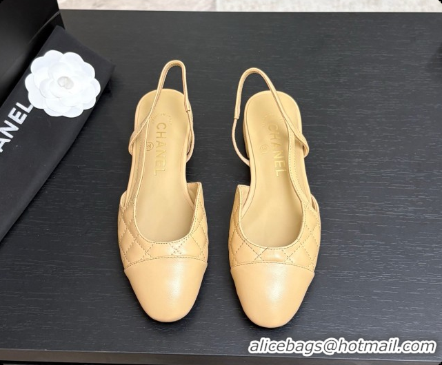 Unique Style Chanel Lambskin Flat Slingbacks G31319 CH081611 Beige 2026