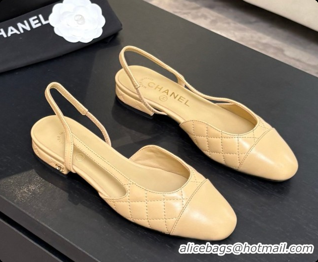 Unique Style Chanel Lambskin Flat Slingbacks G31319 CH081611 Beige 2026