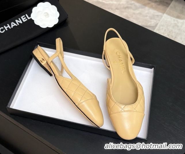 Unique Style Chanel Lambskin Flat Slingbacks G31319 CH081611 Beige 2026