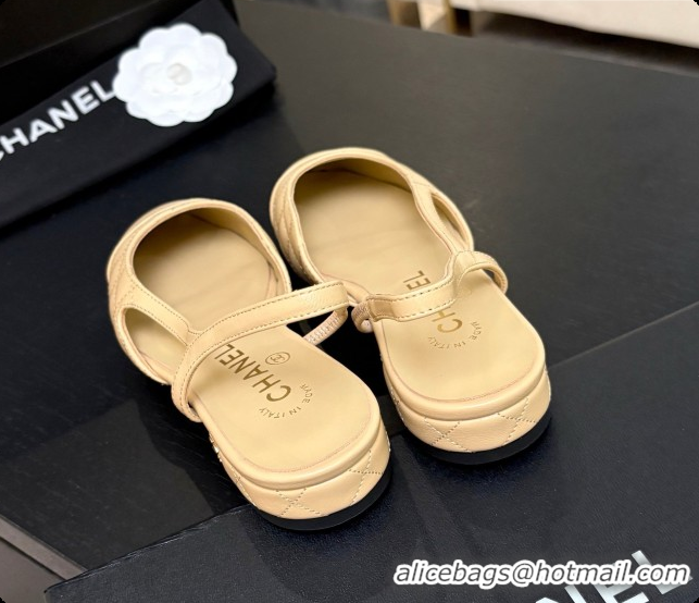 Unique Style Chanel Lambskin Flat Slingbacks G31319 CH081611 Beige 2026