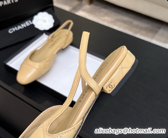 Unique Style Chanel Lambskin Flat Slingbacks G31319 CH081611 Beige 2026