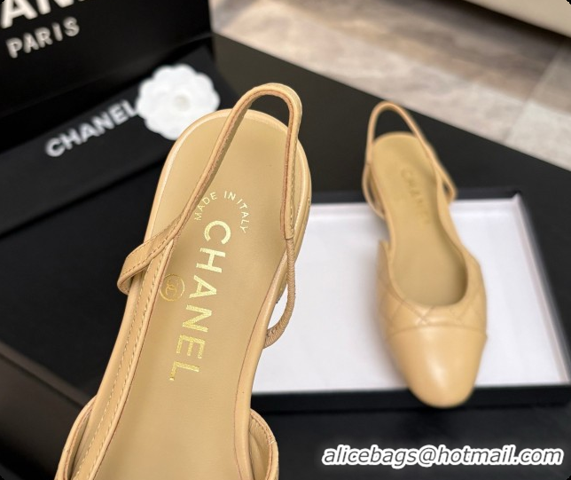 Unique Style Chanel Lambskin Flat Slingbacks G31319 CH081611 Beige 2026