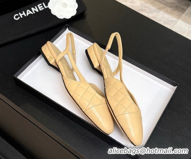 Unique Style Chanel Lambskin Flat Slingbacks G31319 CH081611 Beige 2026