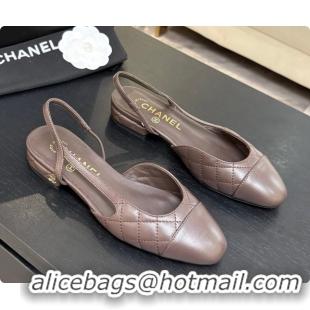Good Quality Chanel Lambskin Flat Slingbacks G31319 CH081612 Dark Brown 2026