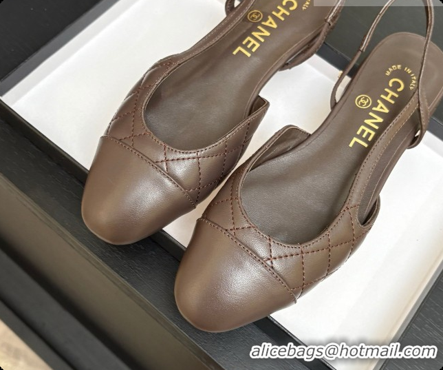 Good Quality Chanel Lambskin Flat Slingbacks G31319 CH081612 Dark Brown 2026