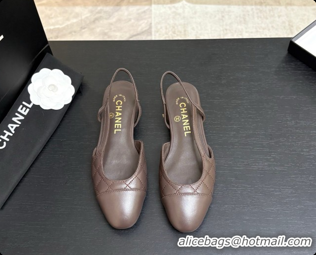 Good Quality Chanel Lambskin Flat Slingbacks G31319 CH081612 Dark Brown 2026