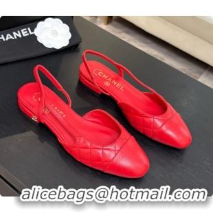 Shop Cheap Chanel Lambskin Flat Slingbacks G31319 CH081613 Red 2026