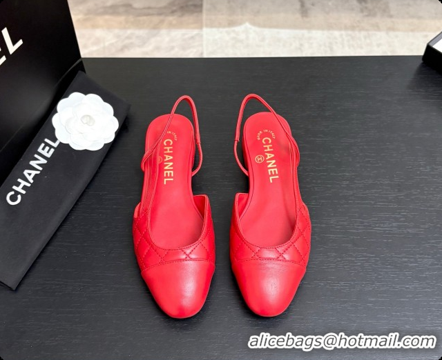 Shop Cheap Chanel Lambskin Flat Slingbacks G31319 CH081613 Red 2026