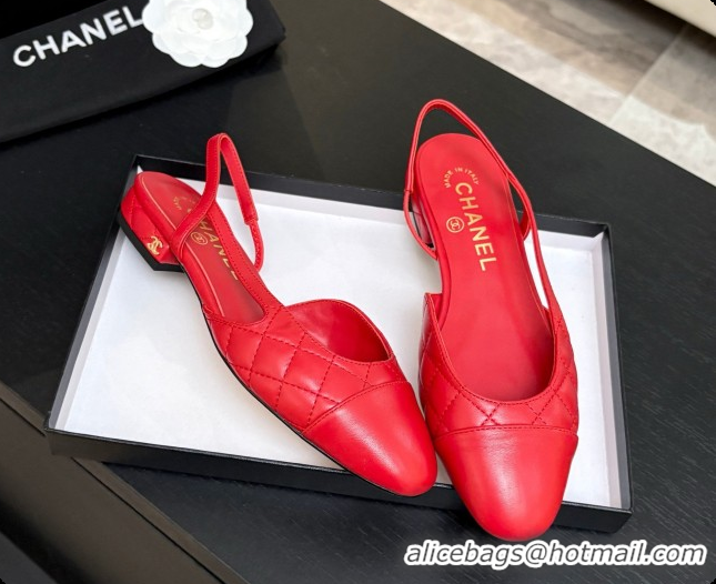 Shop Cheap Chanel Lambskin Flat Slingbacks G31319 CH081613 Red 2026