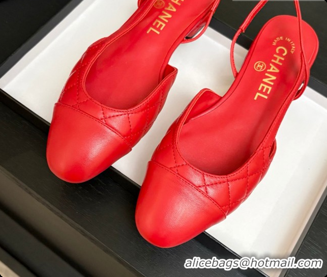 Shop Cheap Chanel Lambskin Flat Slingbacks G31319 CH081613 Red 2026