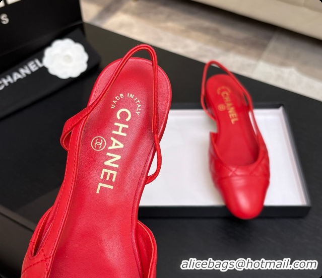 Shop Cheap Chanel Lambskin Flat Slingbacks G31319 CH081613 Red 2026