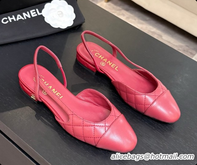 Stylish Chanel Lambskin Flat Slingbacks G31319 CH081614 Burgundy 2026